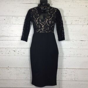 Another Story Laced Midi Dress High Neck V-Neck Size XS​​​